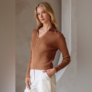Elegant Brown V-Neck Sweater